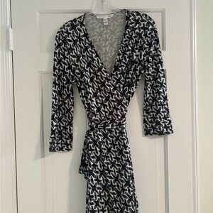 Diane Von Furstenberg Black and White Patterned Dress